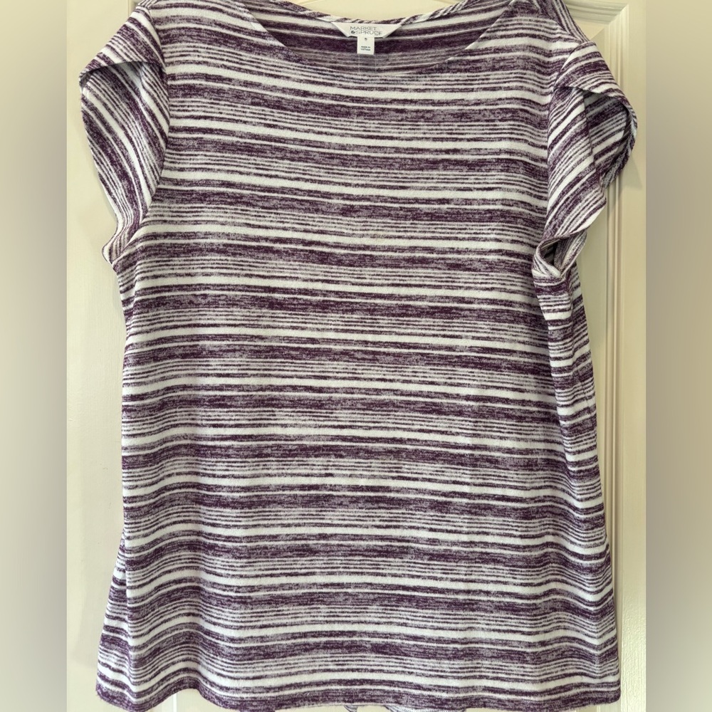 Market & Spruce Striped Purple and White Tank Top
